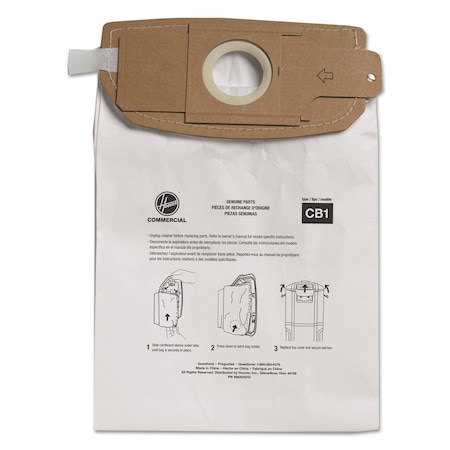 Hoover Commercial Disposable Vacuum Bags, Standard B, PK10, 10PK AH10173